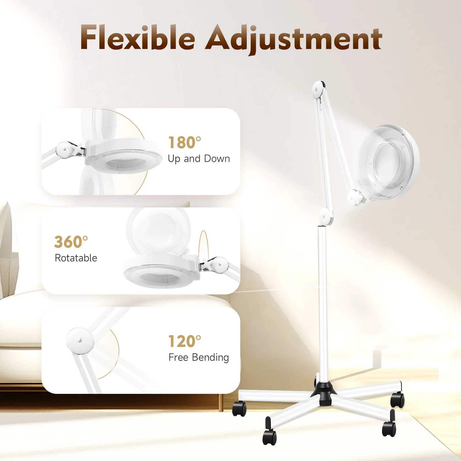 5X LED Magnifying Lamp With Light and Stand For Beauty Salons,nail salons, hospitals 22W Large Magnifying Glass