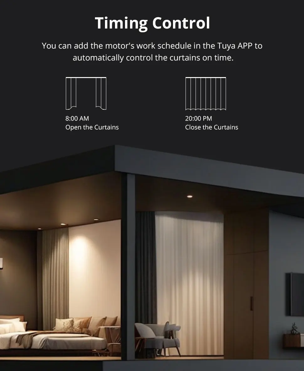 Zemismart WiFi Electric Curtain Motor with Custom Tracks Work with Smart Life App Alexa Google Home Siri Voice Control