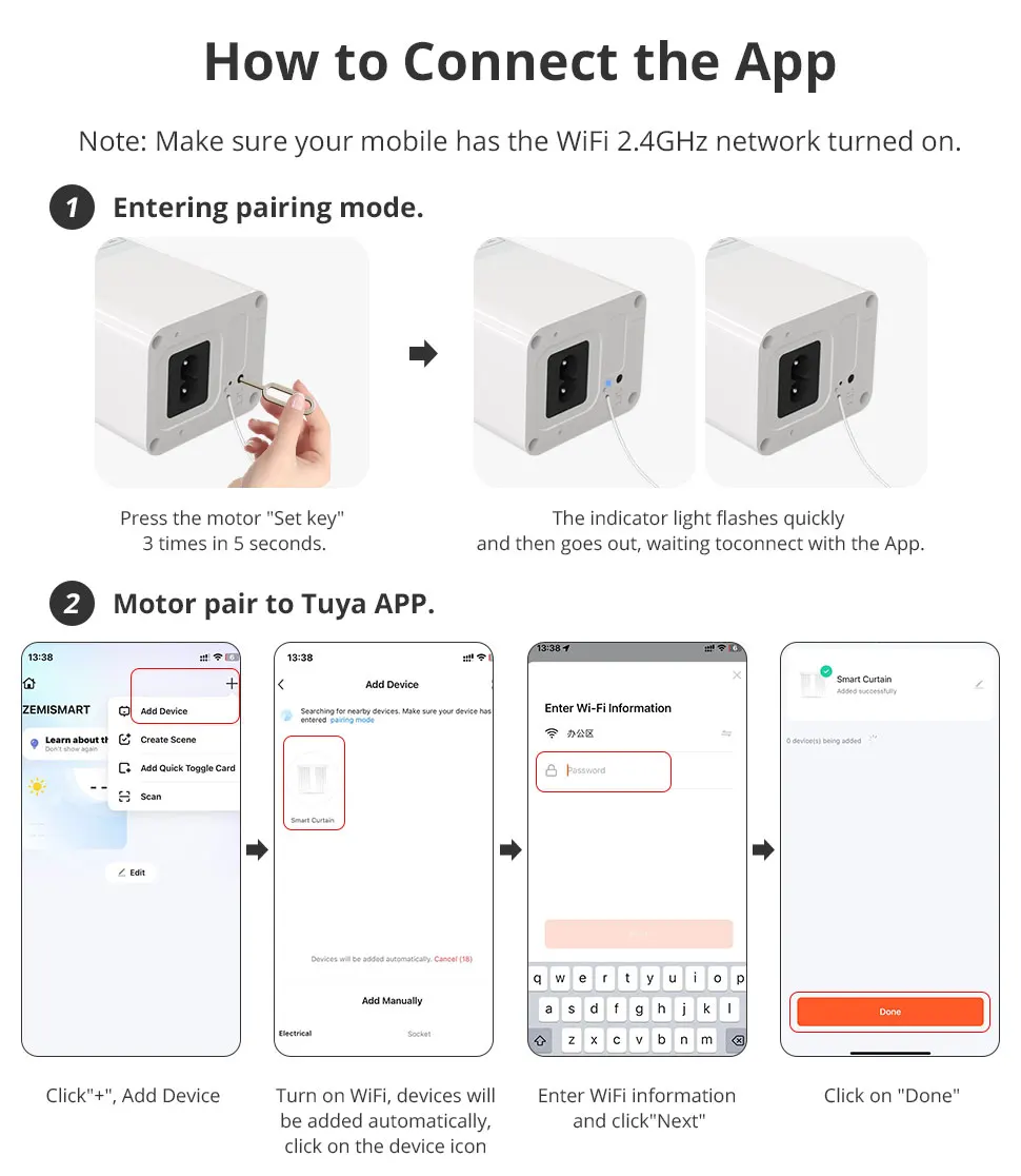 Zemismart WiFi Electric Curtain Motor with Custom Tracks Work with Smart Life App Alexa Google Home Siri Voice Control