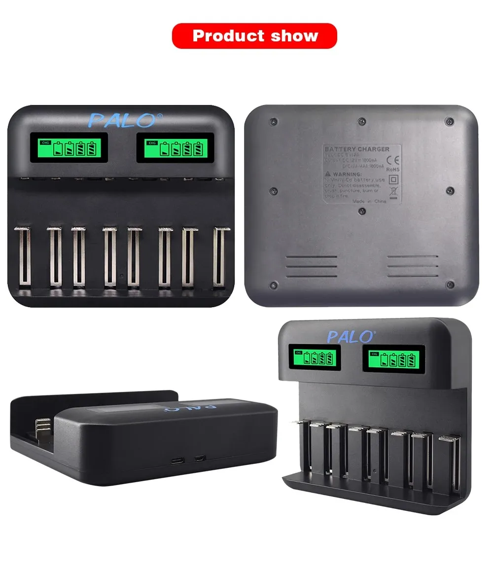 CITYORK 1.2V D Battery 10000 mAh LR20 R20 NIMH + LCD Smart Charger for AA AAA C D 9V Batteries