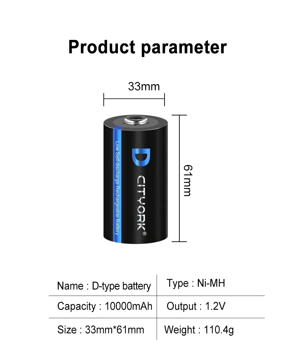 CITYORK 1.2V D Battery 10000 mAh LR20 R20 NIMH + LCD Smart Charger for AA AAA C D 9V Batteries