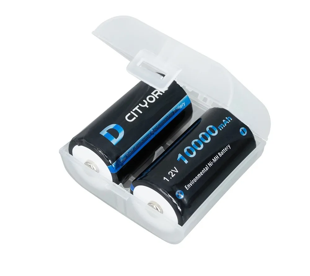 CITYORK 1.2V D Battery 10000 mAh LR20 R20 NIMH + LCD Smart Charger for AA AAA C D 9V Batteries
