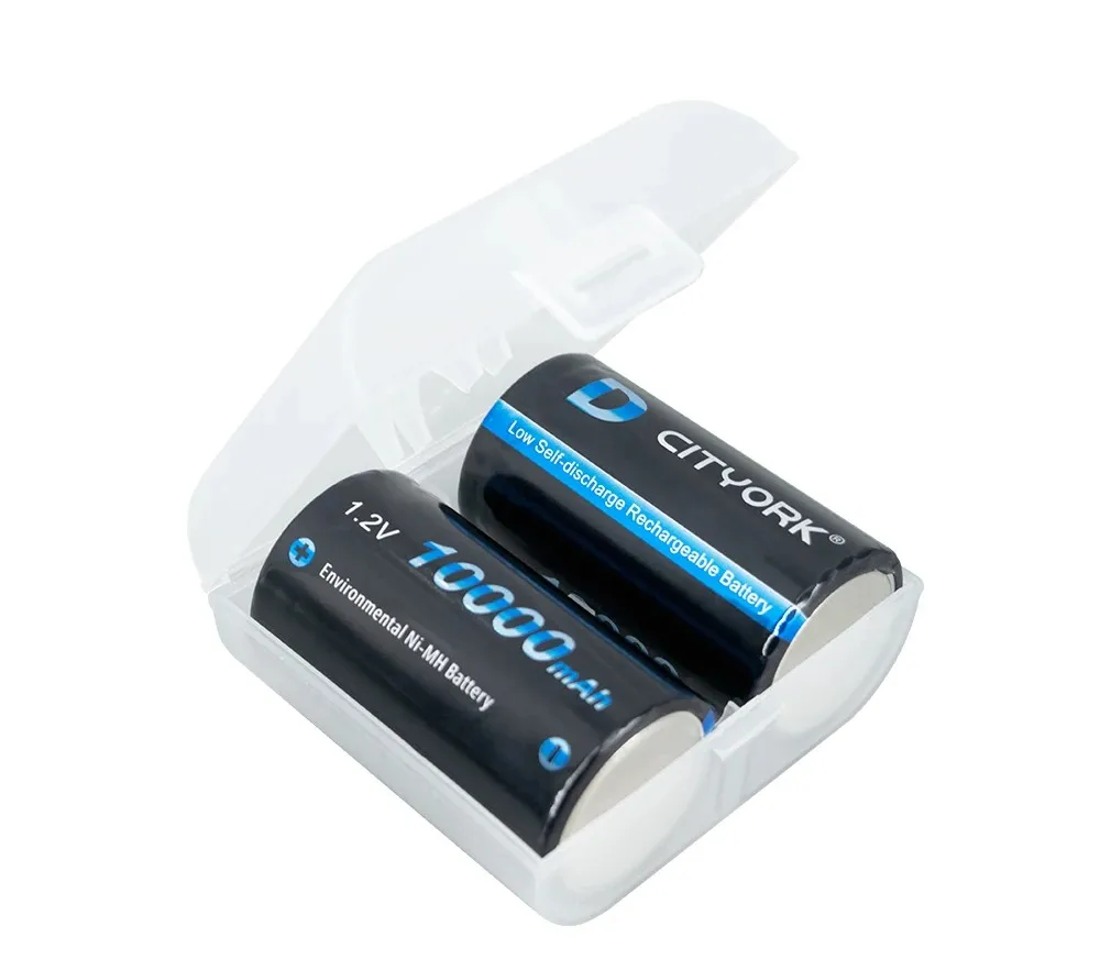 CITYORK 1.2V D Battery 10000 mAh LR20 R20 NIMH + LCD Smart Charger for AA AAA C D 9V Batteries