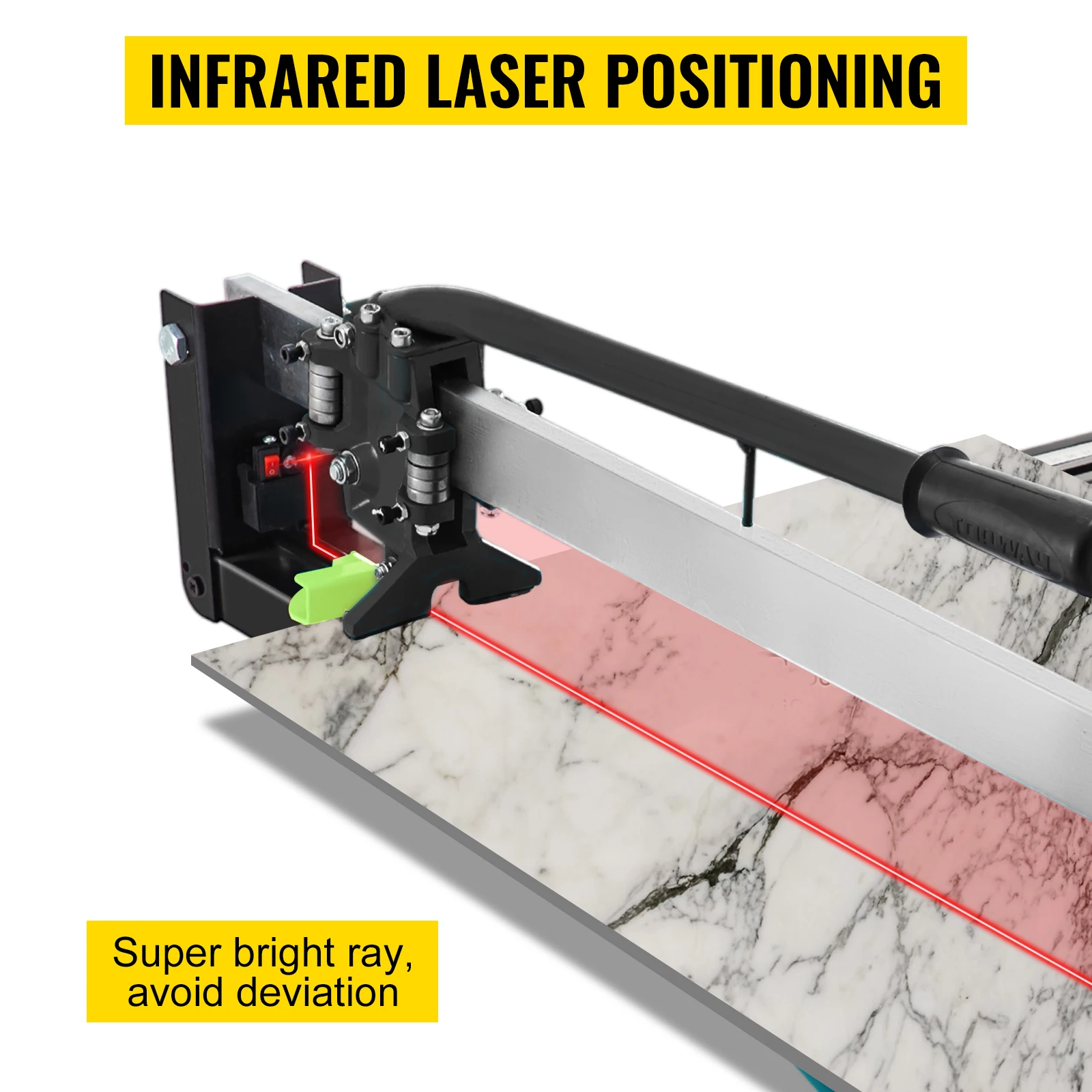 SucceBuy Tile Cutter Manual Tool w/ Precise Laser Positioning Rubber Surface Single Rail for Porcelain Ceramic Industry