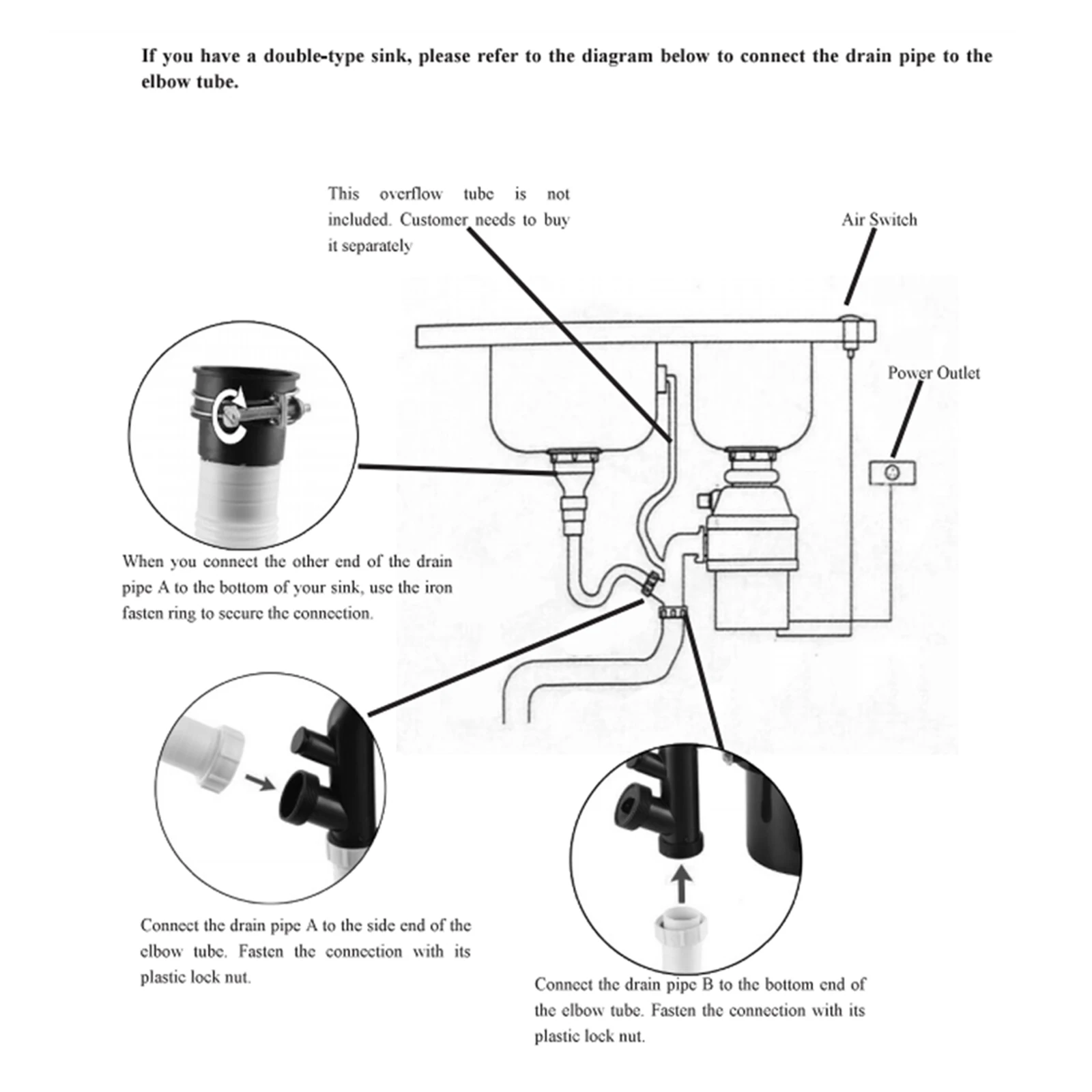 Food Waste Disposal for Processing Food Residues, 560W Pure Copper Motor, Large Capacity, Shock-absorbing