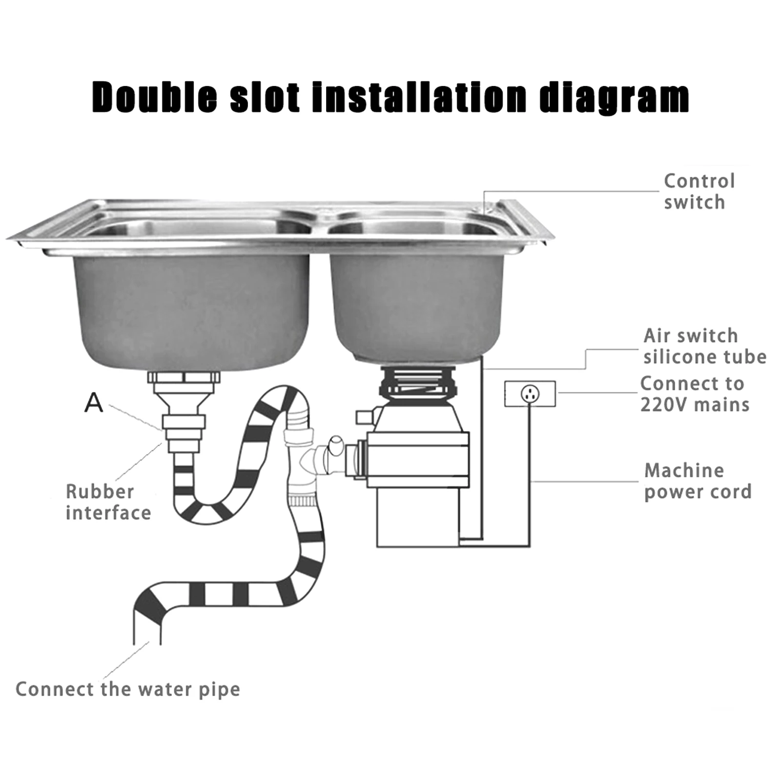 Food Waste Disposal for Processing Food Residues, 560W Pure Copper Motor, Large Capacity, Shock-absorbing