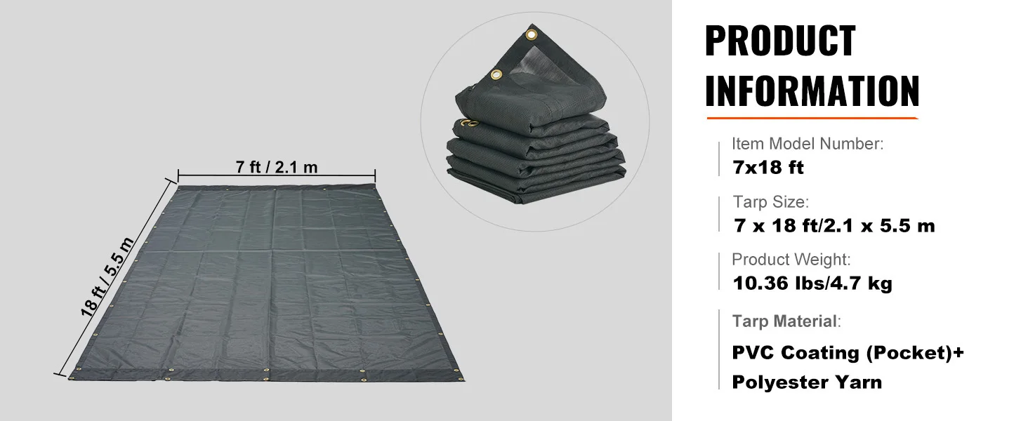 SucceBuy 18oz Dump Truck Mesh Tarp PVC Coated Heavy Duty Cover with Reinforced Webbing for Manual or Electric Dump Truck Syste