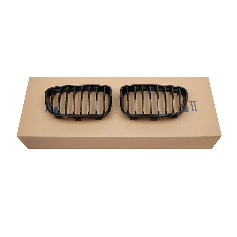 MagicKit 1Pair Bright Black Slat Line Kidney Grill Grille Auto Accessories Fit for BMW 1-Series F20 F21 2011 2012 2013 2014 2015