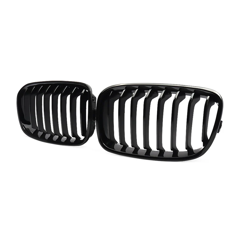 MagicKit 1Pair Bright Black Slat Line Kidney Grill Grille Auto Accessories Fit for BMW 1-Series F20 F21 2011 2012 2013 2014 2015