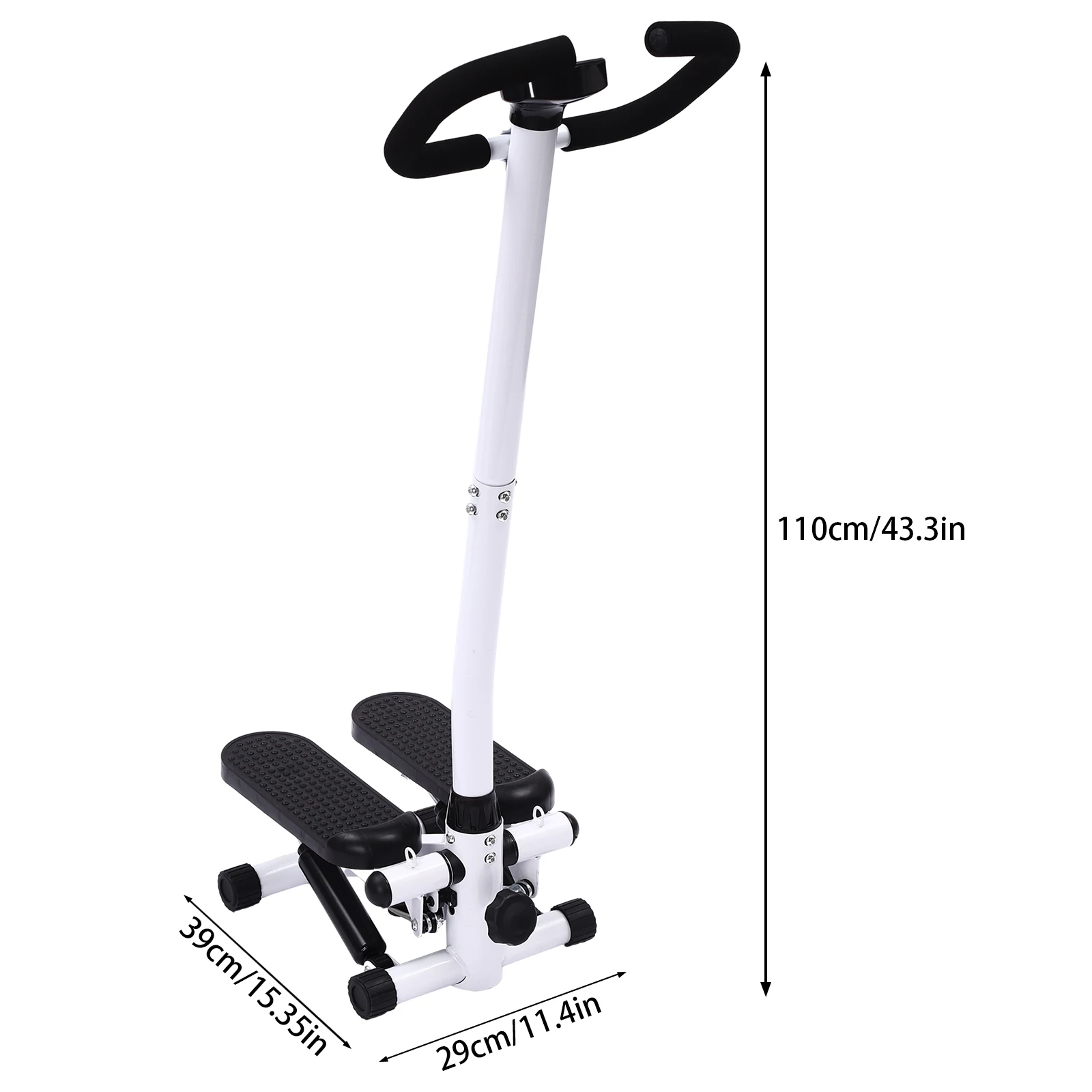 Fitness Twist Stepper Home Exercise Stepping Machine With Handlebars & Resistance Band 150KG, Adjustable Height