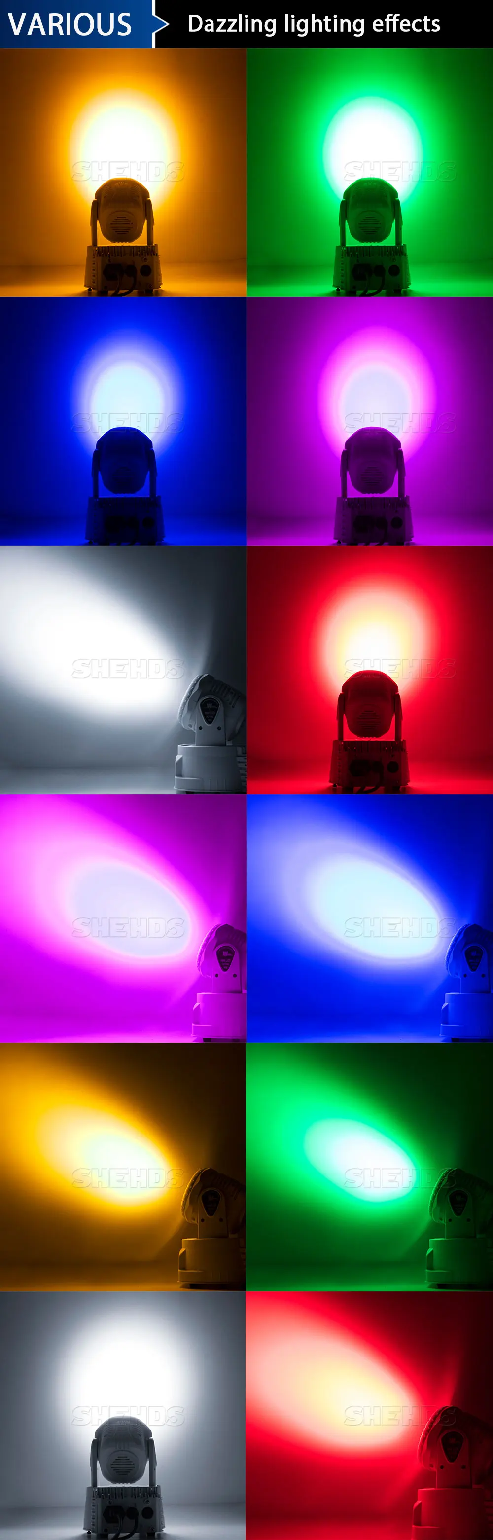 SHEHDS 2pcs LED Wash RGBWA UV 6in1 7x18W Moving Head Light Projector Perfect For DJ Disco Party Nightclub Christmas Audience