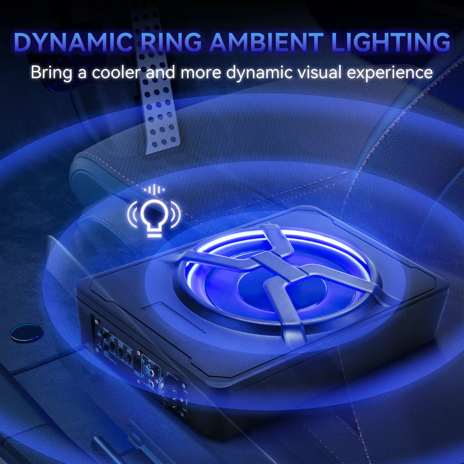 10 Inch Slim Car Subwoofer Amplifier Under-Seat High Power 800W Built-in Amplifier With Blue Light Installed Car Speaker