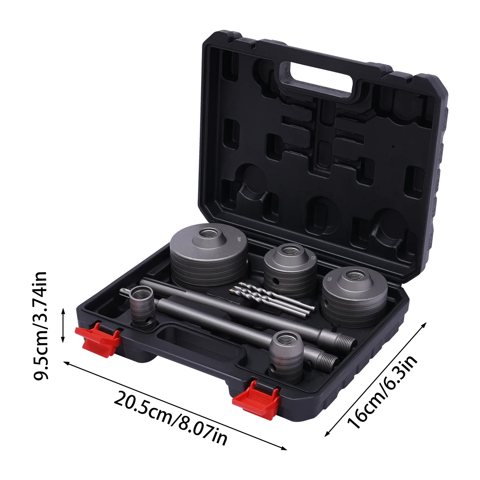 9Pcs Hole Bit + SDS Plus/Max Shank for Concrete Cement Stone Wall ø30-100mm 370mm Wall Hole Drill Bit Set Steel
