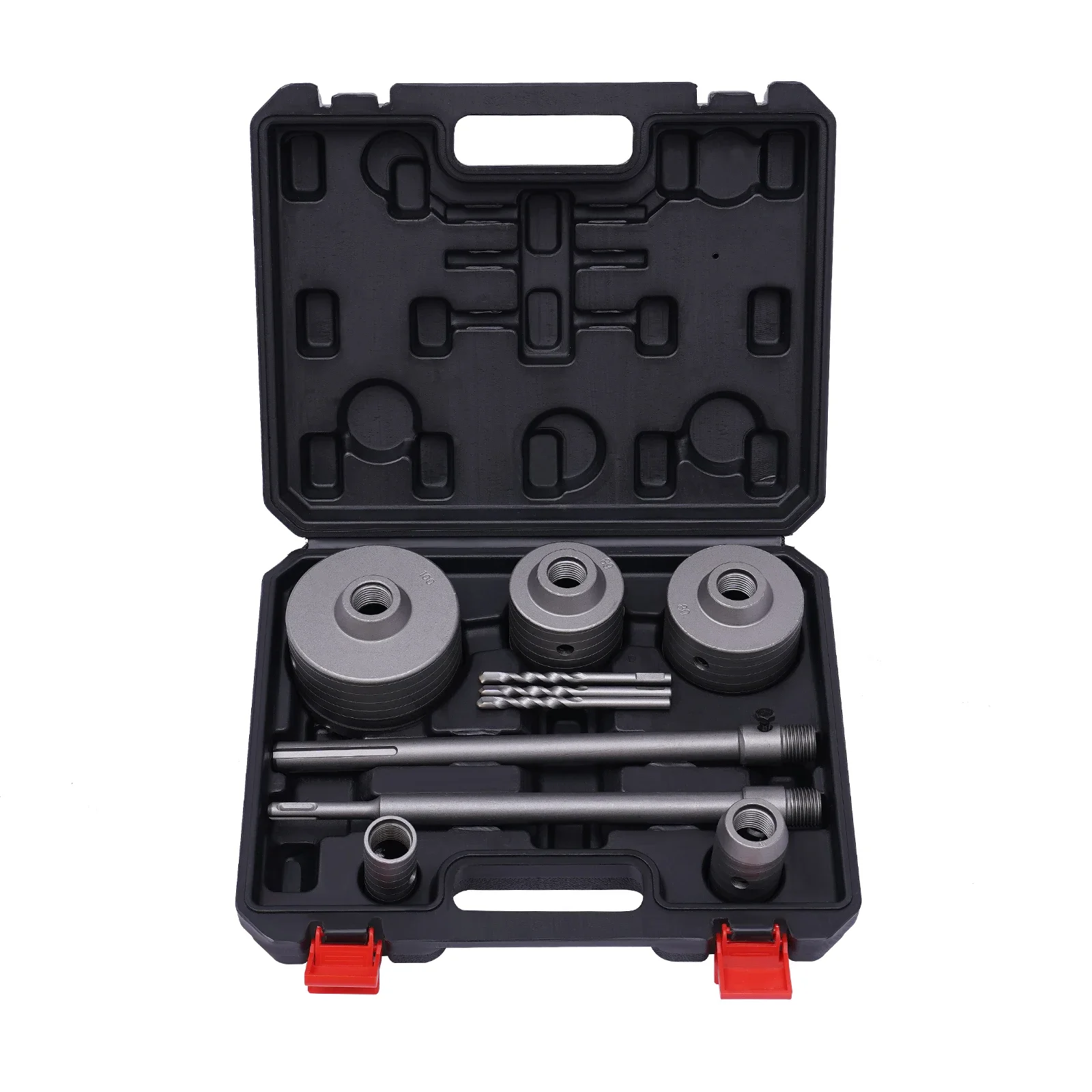 9Pcs Hole Bit + SDS Plus/Max Shank for Concrete Cement Stone Wall ø30-100mm 370mm Wall Hole Drill Bit Set Steel