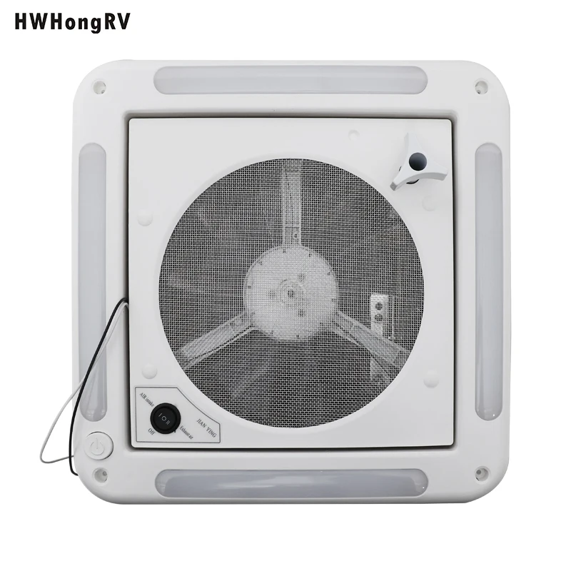 HWHONGRV 36x36CM/14" x 14" RV Camper Roof Ventilation Fan, 10 Blades 12V Manual Lift, Reversible, Manual Lift, with Smoke Cover
