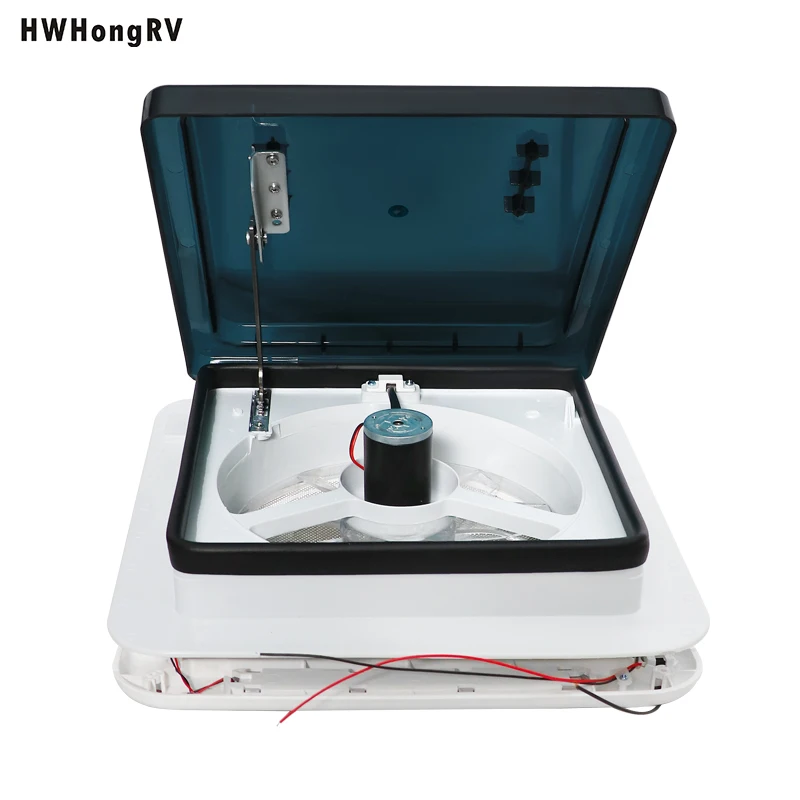 HWHONGRV 36x36CM/14" x 14" RV Camper Roof Ventilation Fan, 10 Blades 12V Manual Lift, Reversible, Manual Lift, with Smoke Cover