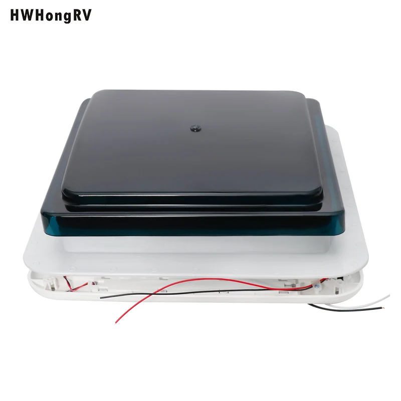 HWHONGRV 36x36CM/14" x 14" RV Camper Roof Ventilation Fan, 10 Blades 12V Manual Lift, Reversible, Manual Lift, with Smoke Cover
