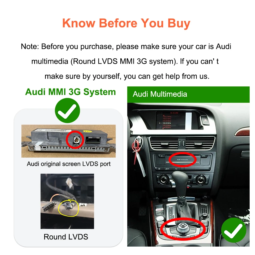 Bonroad Wireless Carplay Android Auto Retrofit Kits for Audi A4 B8 A5 Q5 2009-2015 Mirror Link Airplay Interface Decoder Box