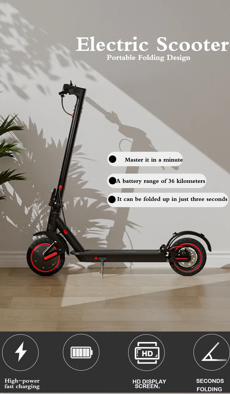 T1/T1 Pro Electric Scooter for Adults, 36V 10.4Ah Battery, 8/10-inch Tubeless Tires, Urban, Portable, Foldable Design