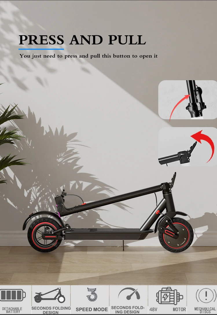 T1/T1 Pro Electric Scooter for Adults, 36V 10.4Ah Battery, 8/10-inch Tubeless Tires, Urban, Portable, Foldable Design