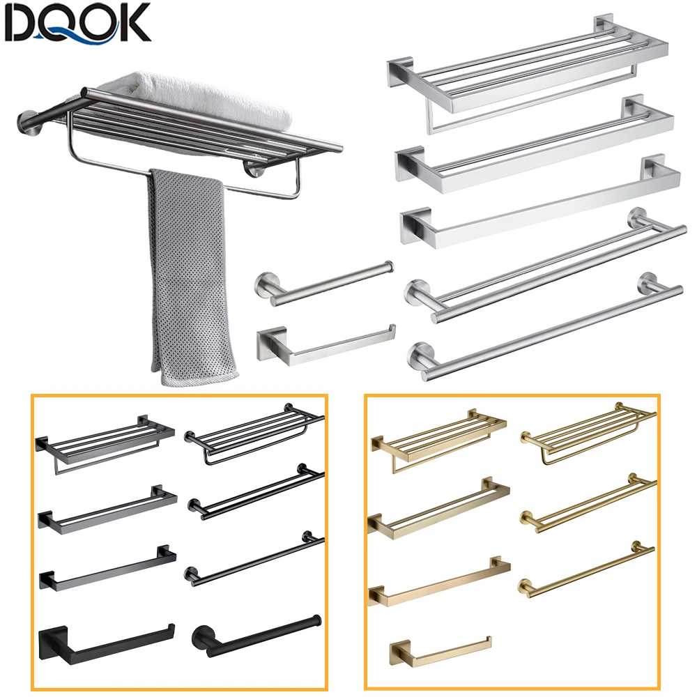 SUS 304 Stainless Steel Bathroom Accessories Wall Monted Toilet Showerroom Towel Rack Bathroom Set