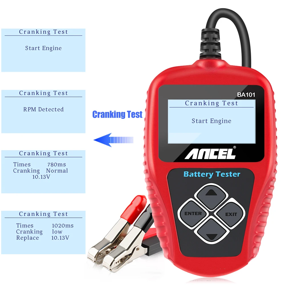 Ancel BA101 Car Battery Tester 12V 100-2000CCA 220AH Auto Load Battery Analyzer Multi languages Car Battery Charging Tester