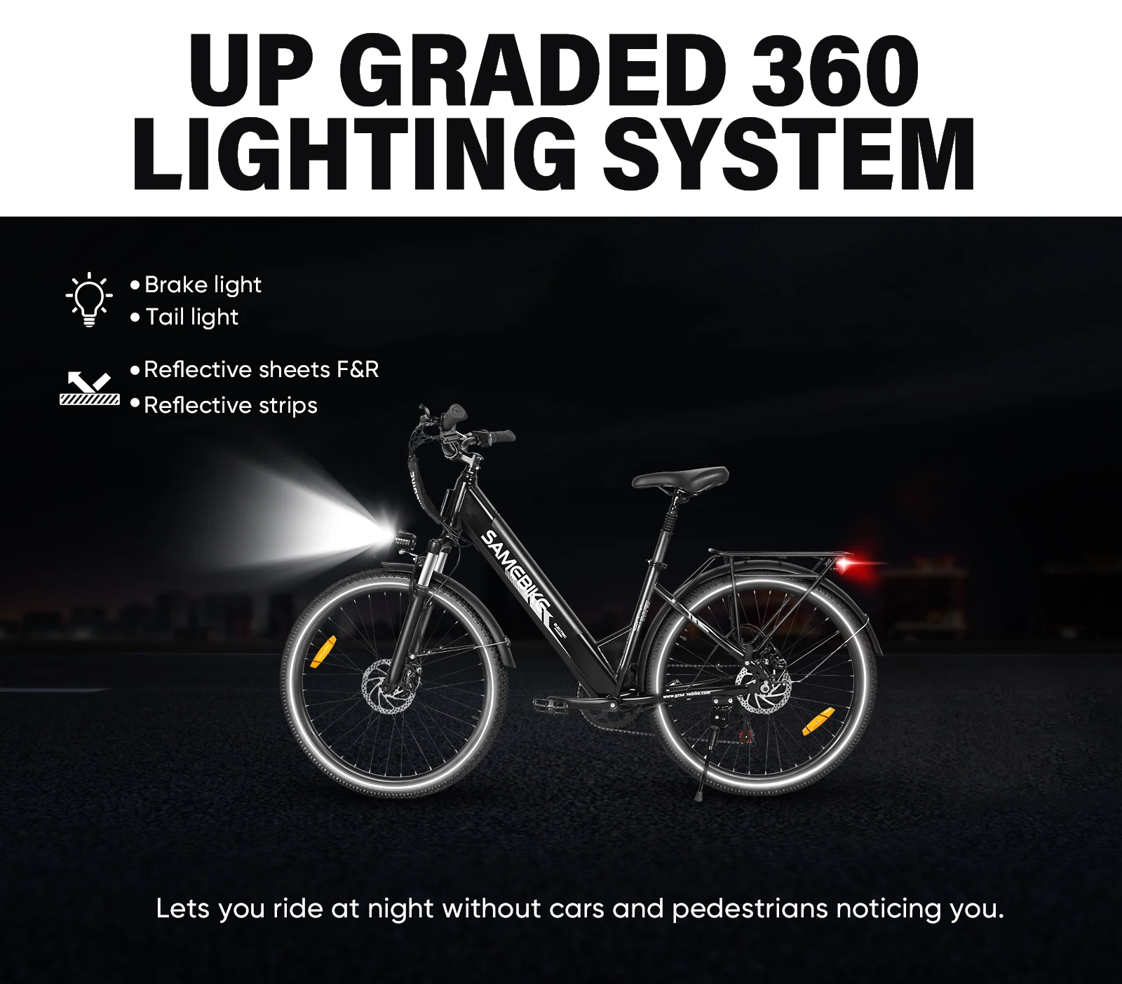 Samebike RS-A01 Pro Electric Bike Adults 26" City ebike with 36V 15Ah Removable Battery
