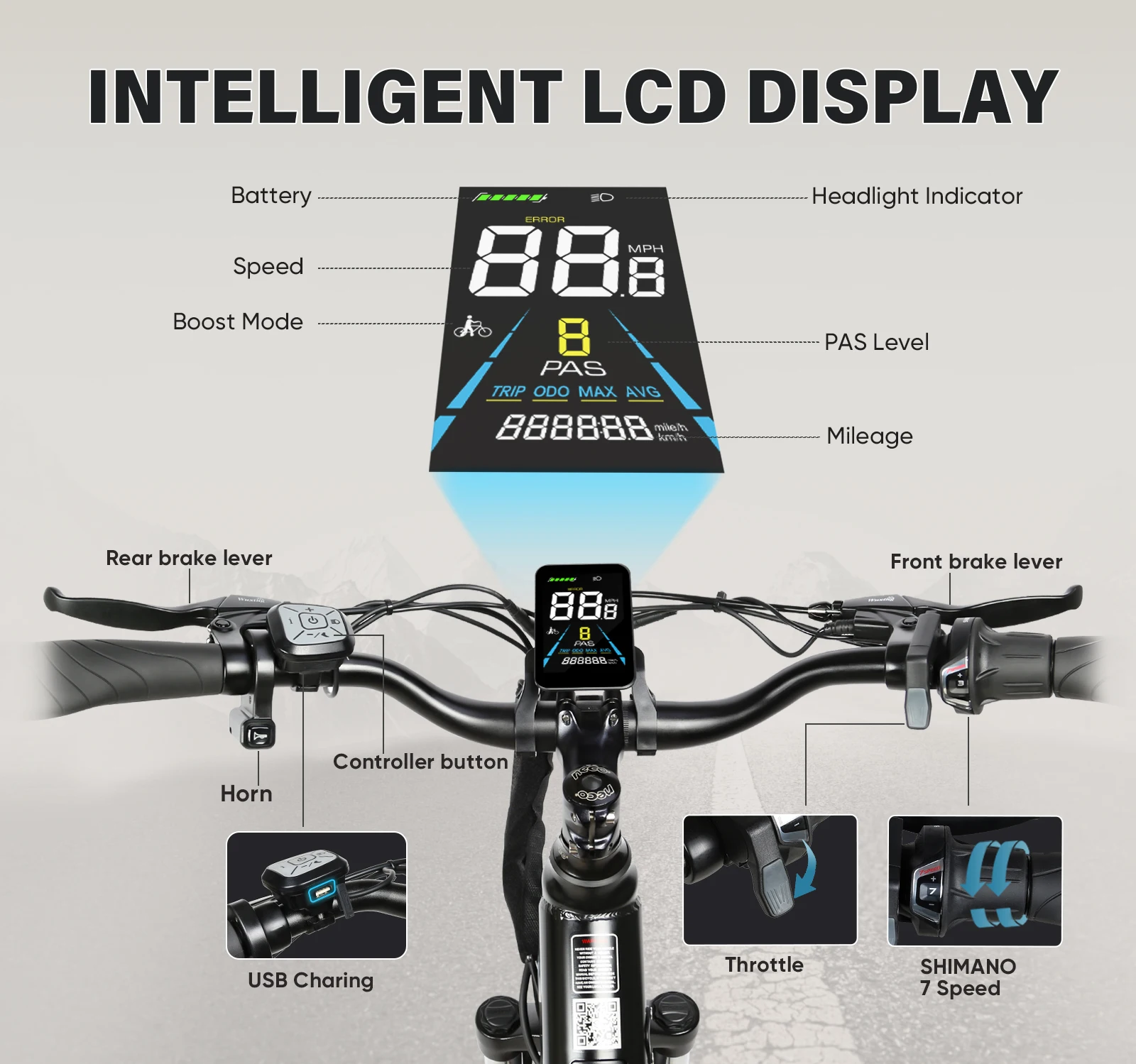 Samebike RS-A01 Pro Electric Bike Adults 26" City ebike with 36V 15Ah Removable Battery