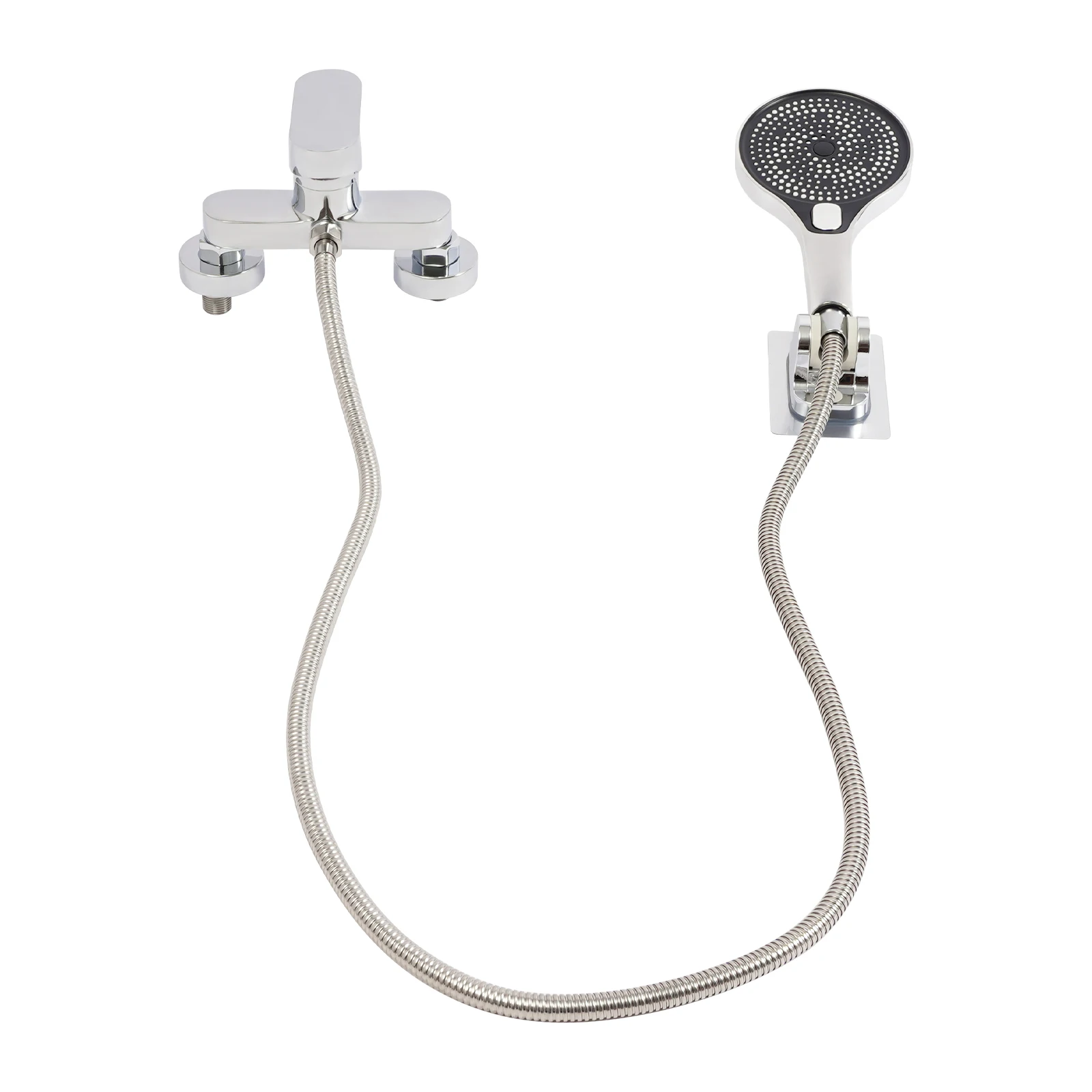 Bathroom Thermostatic Shower Mixer Tap Hot and Cold Bathroom Mixer Bathtub Faucet Set Wall for Home/Hotel Use Black/Silver