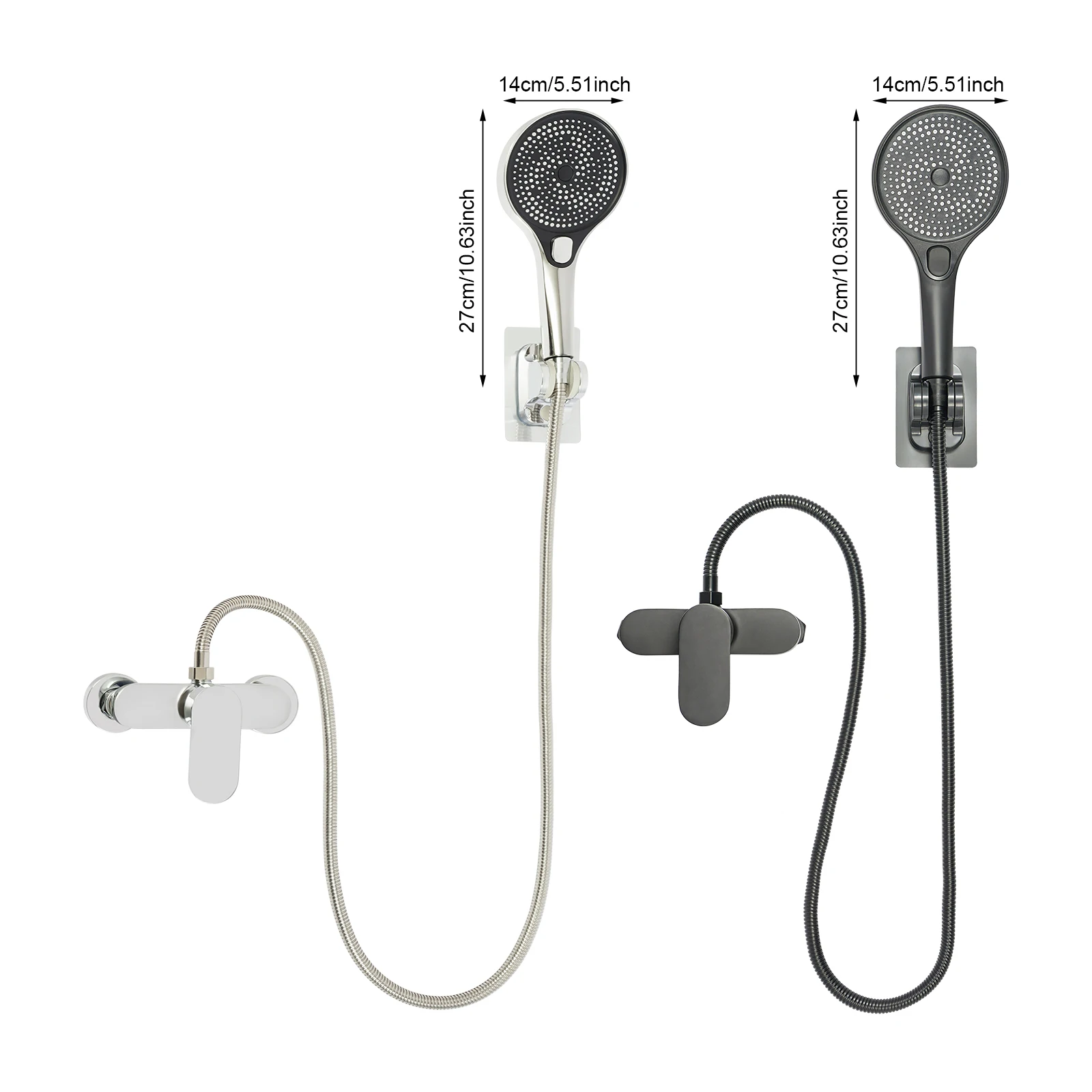 Bathroom Thermostatic Shower Mixer Tap Hot and Cold Bathroom Mixer Bathtub Faucet Set Wall for Home/Hotel Use Black/Silver