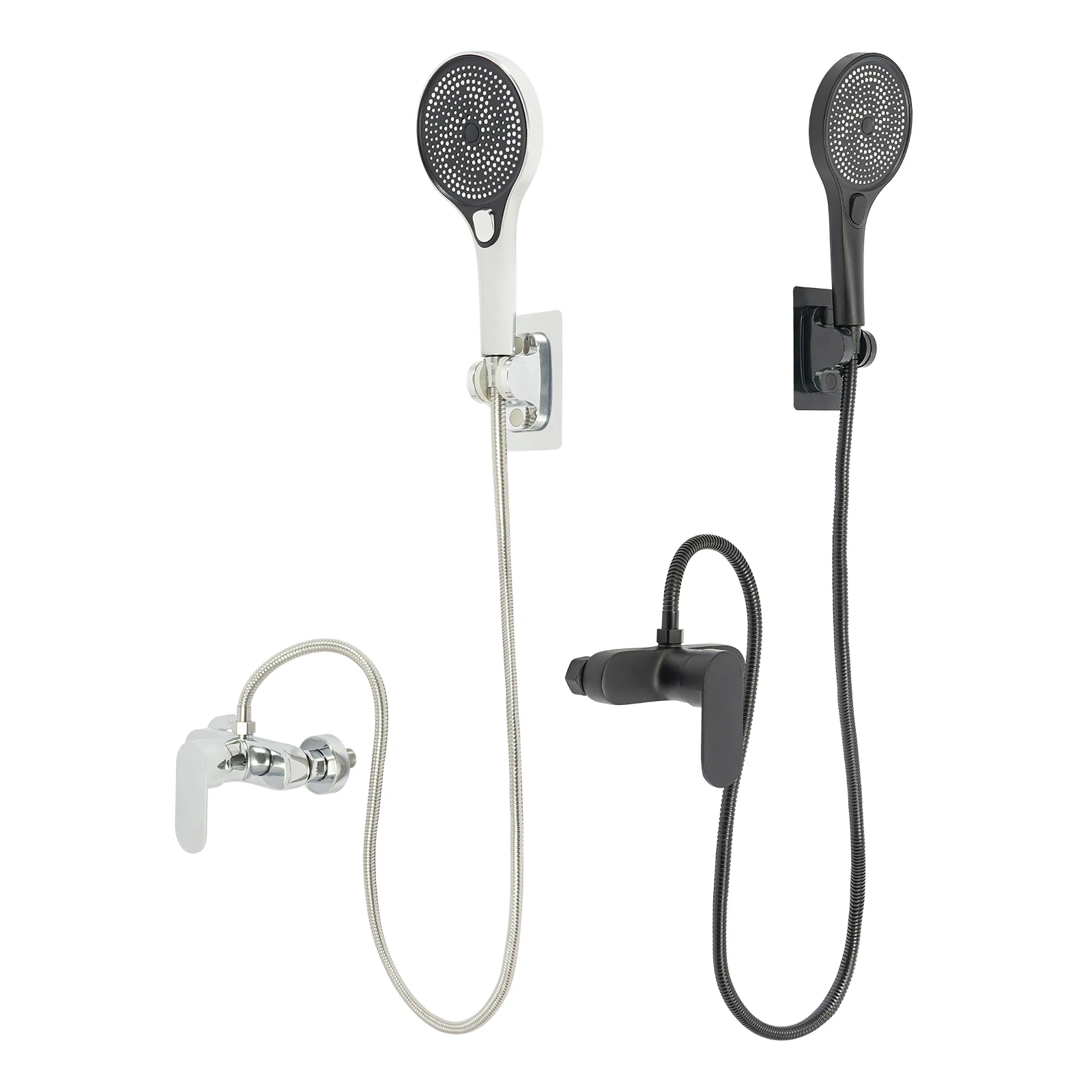 Bathroom Thermostatic Shower Mixer Tap Hot and Cold Bathroom Mixer Bathtub Faucet Set Wall for Home/Hotel Use Black/Silver