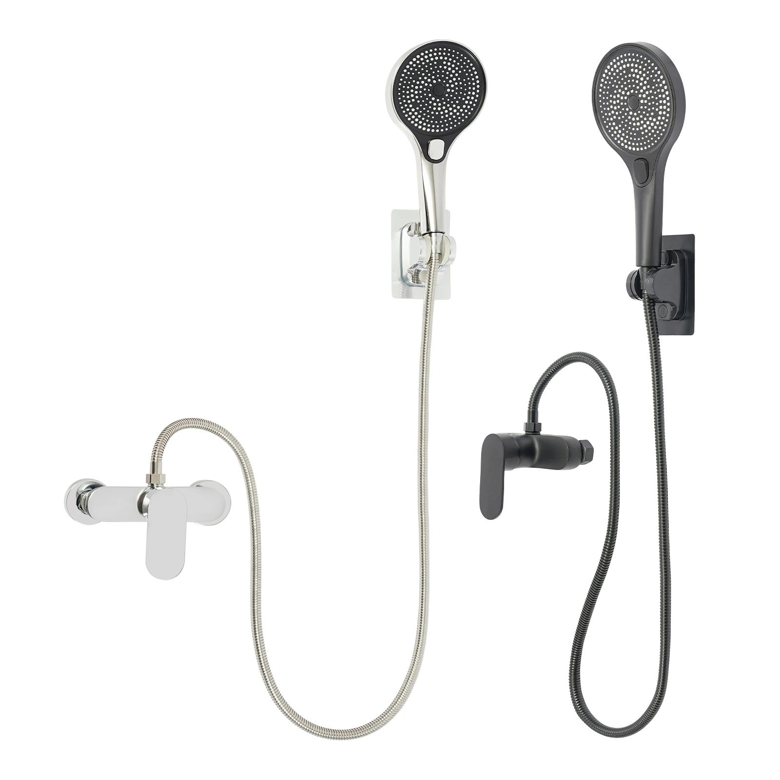 Bathroom Thermostatic Shower Mixer Tap Hot and Cold Bathroom Mixer Bathtub Faucet Set Wall for Home/Hotel Use Black/Silver