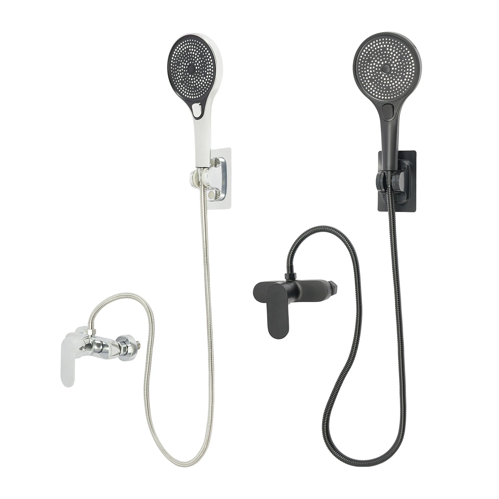 Bathroom Thermostatic Shower Mixer Tap Hot and Cold Bathroom Mixer Bathtub Faucet Set Wall for Home/Hotel Use Black/Silver