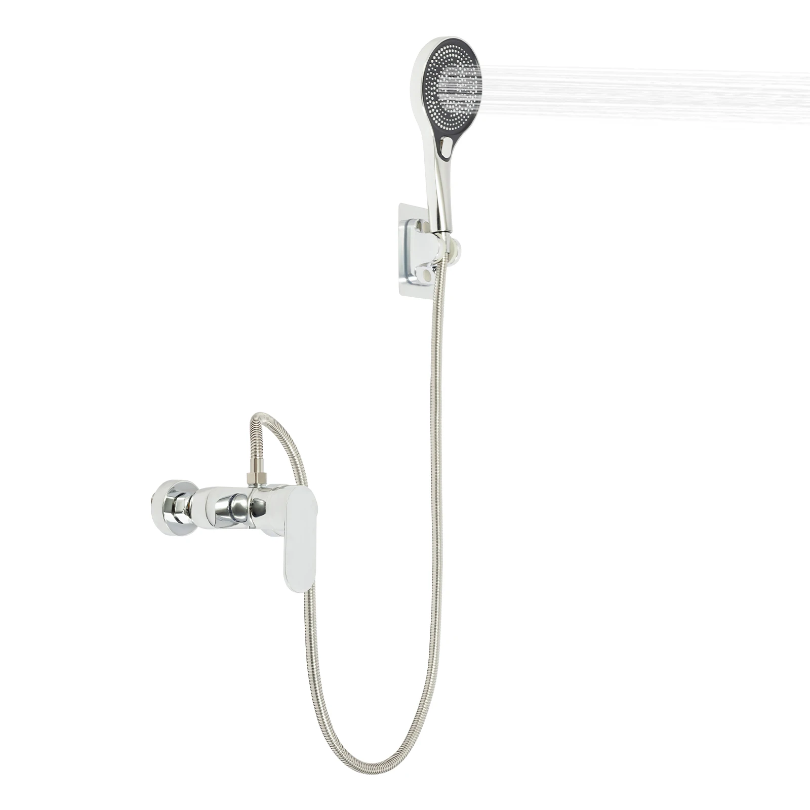 Bathroom Thermostatic Shower Mixer Tap Hot and Cold Bathroom Mixer Bathtub Faucet Set Wall for Home/Hotel Use Black/Silver