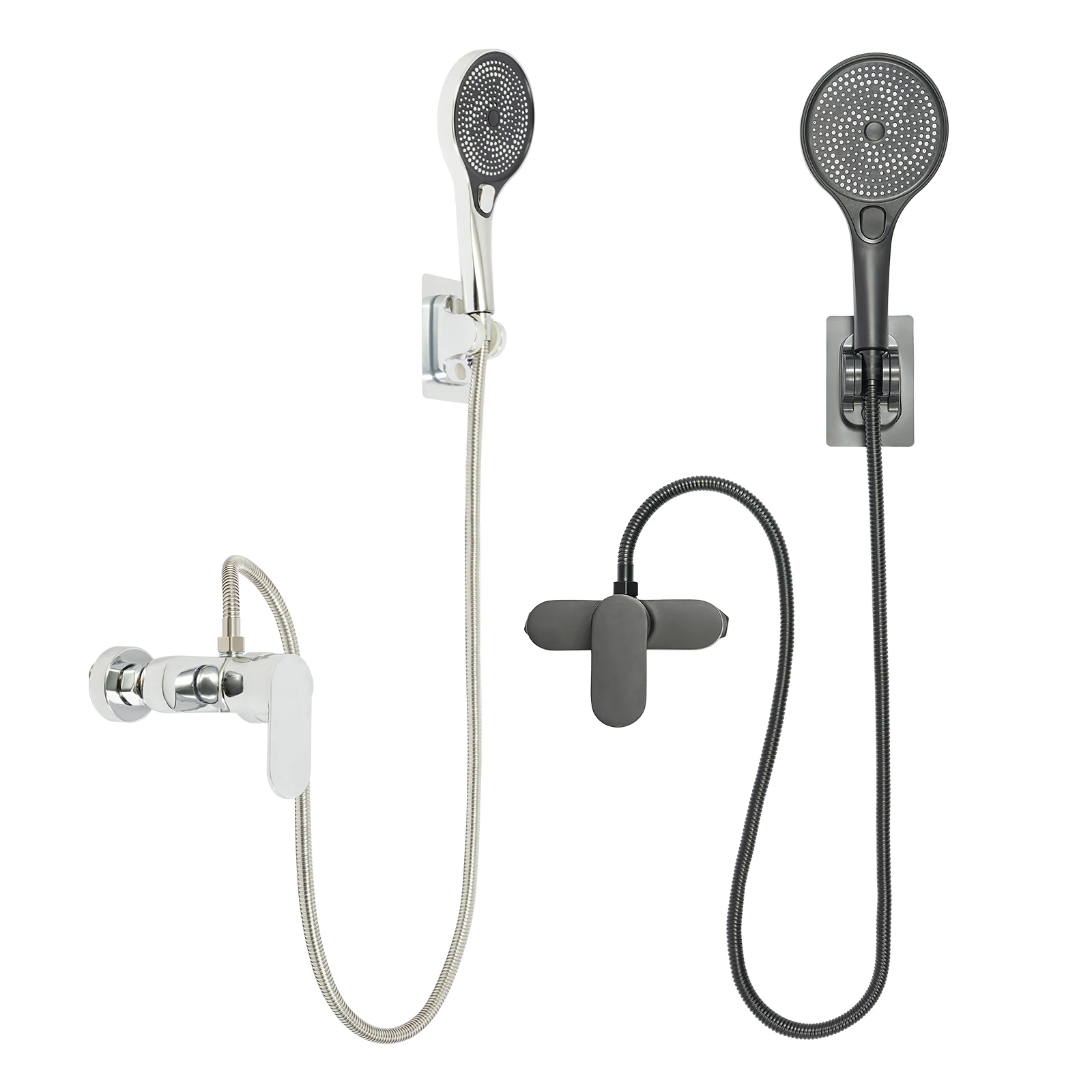 Bathroom Thermostatic Shower Mixer Tap Hot and Cold Bathroom Mixer Bathtub Faucet Set Wall for Home/Hotel Use Black/Silver