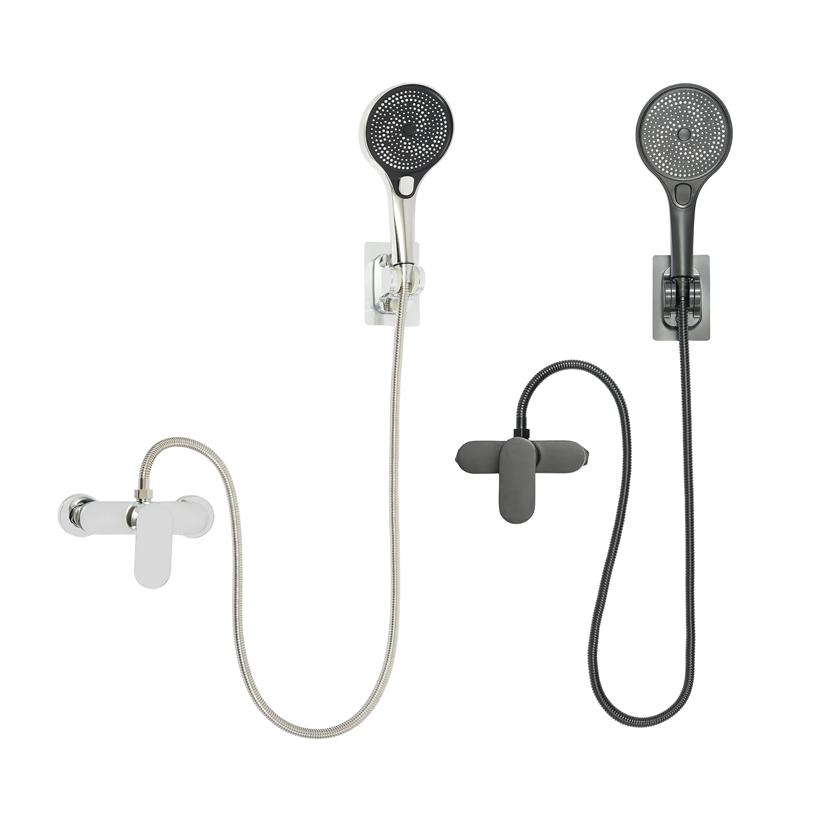 Bathroom Thermostatic Shower Mixer Tap Hot and Cold Bathroom Mixer Bathtub Faucet Set Wall for Home/Hotel Use Black/Silver