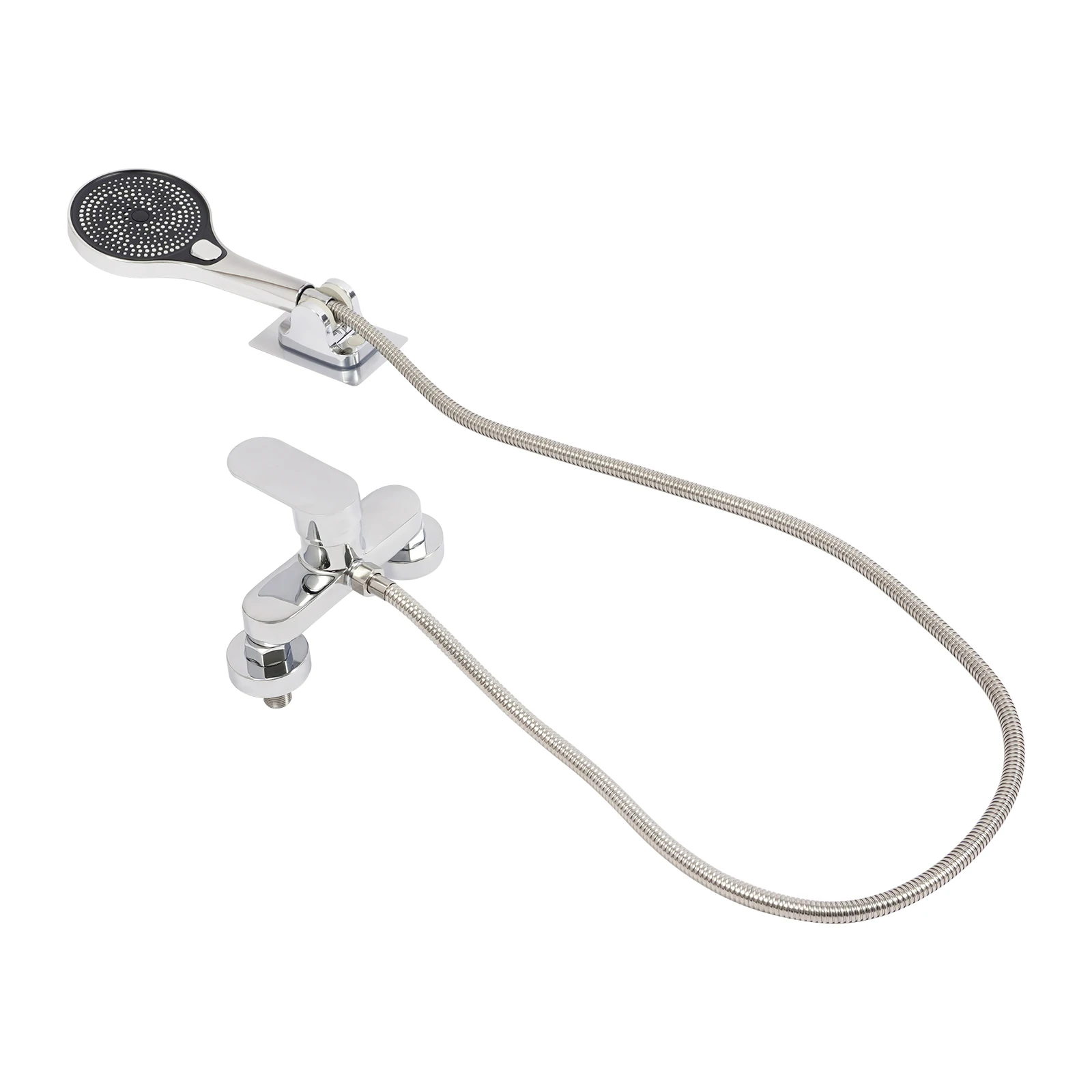 Bathroom Thermostatic Shower Mixer Tap Hot and Cold Bathroom Mixer Bathtub Faucet Set Wall for Home/Hotel Use Black/Silver