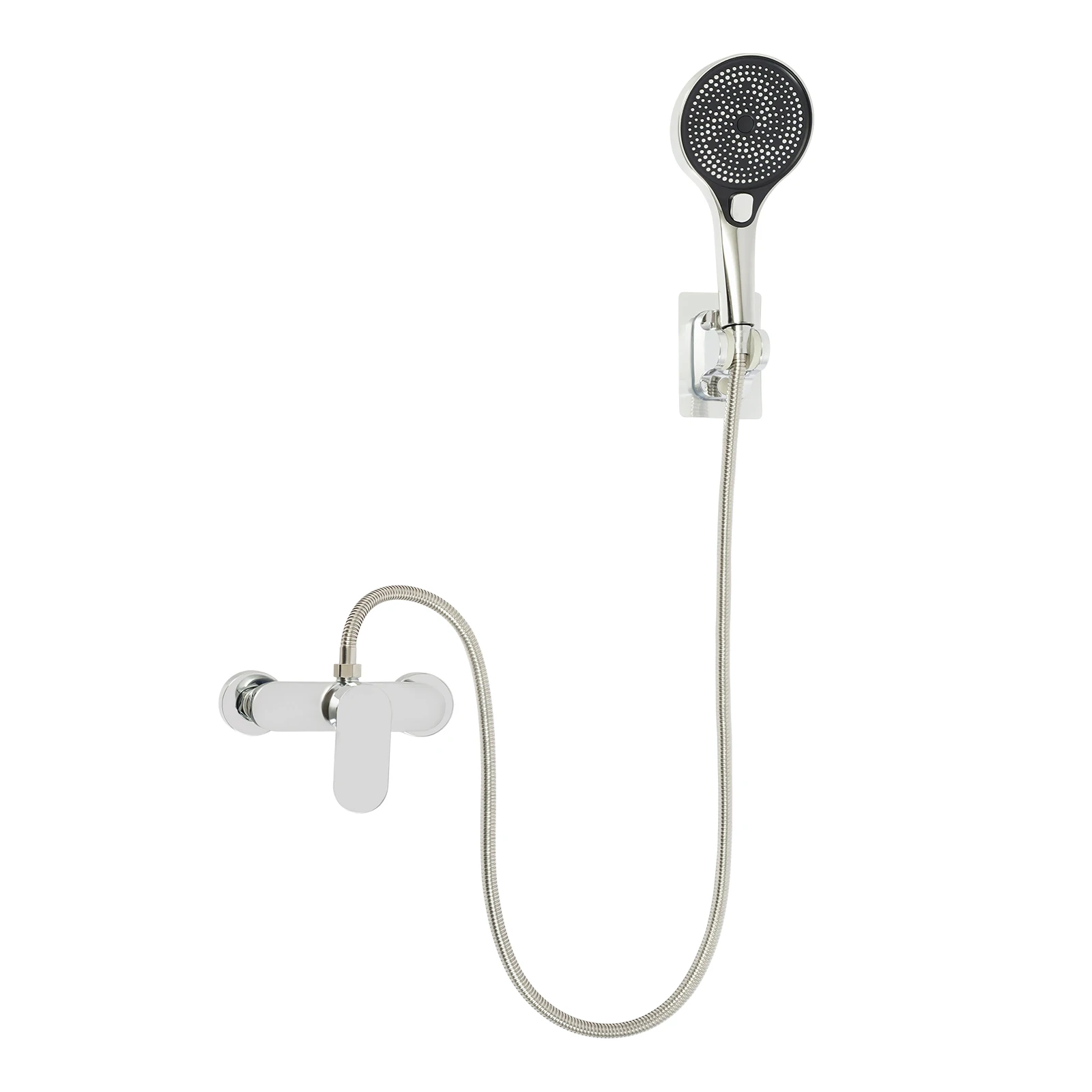 Bathroom Thermostatic Shower Mixer Tap Hot and Cold Bathroom Mixer Bathtub Faucet Set Wall for Home/Hotel Use Black/Silver