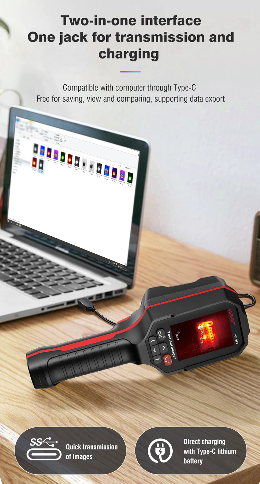 NOYAFA 120x90 Infrared Thermal Imager NF-525 Professional Thermal Imaging Camera Pipeline Heating Leak Automotive Inspect