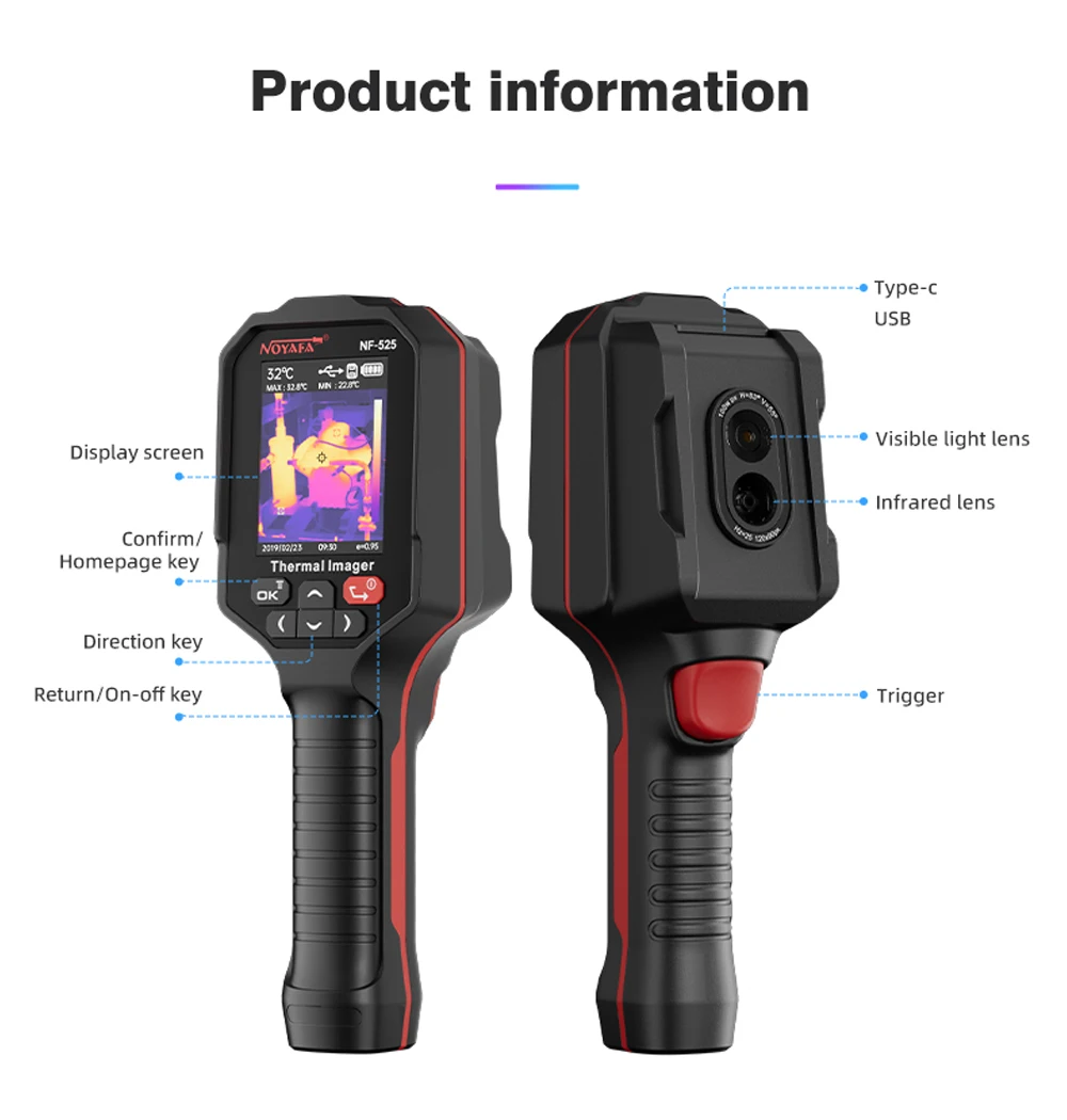 NOYAFA 120x90 Infrared Thermal Imager NF-525 Professional Thermal Imaging Camera Pipeline Heating Leak Automotive Inspect