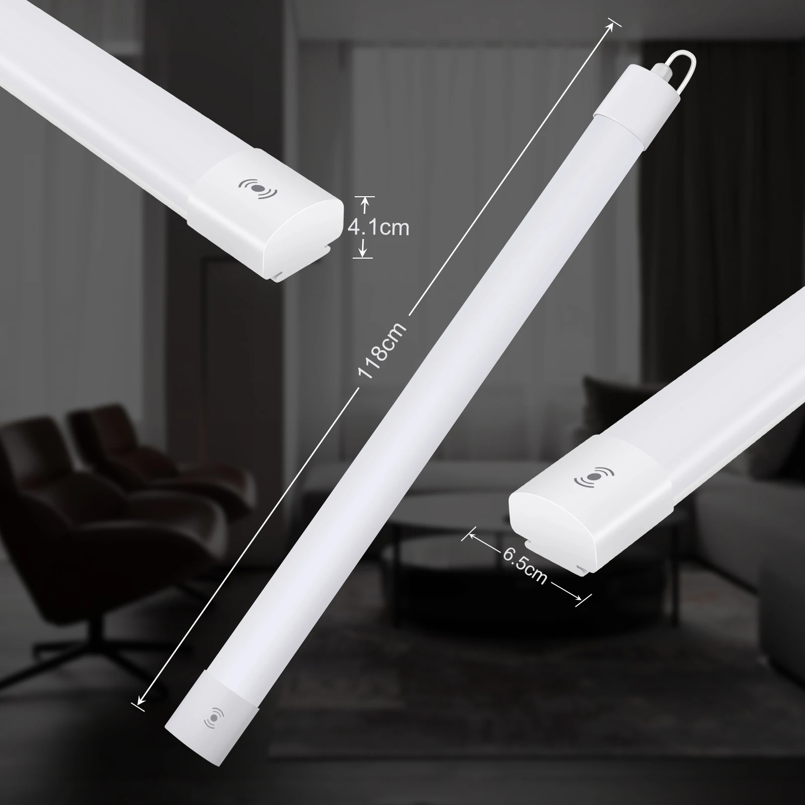 2-Pack 120CM LED Motion Sensor Batten Light, 36W 4000LM IP65 Waterproof, 4000K Neutral White for Garage, Kitchen, Workshop