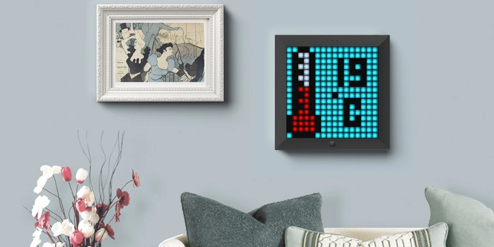 Divoom Pixoo Digital Photo Frame Alarm Clock with LED Pixel Art Display, Neon Light Decor, Smart Gift for New Year & Gamers