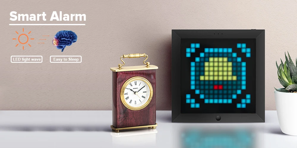 Divoom Pixoo Digital Photo Frame Alarm Clock with LED Pixel Art Display, Neon Light Decor, Smart Gift for New Year & Gamers