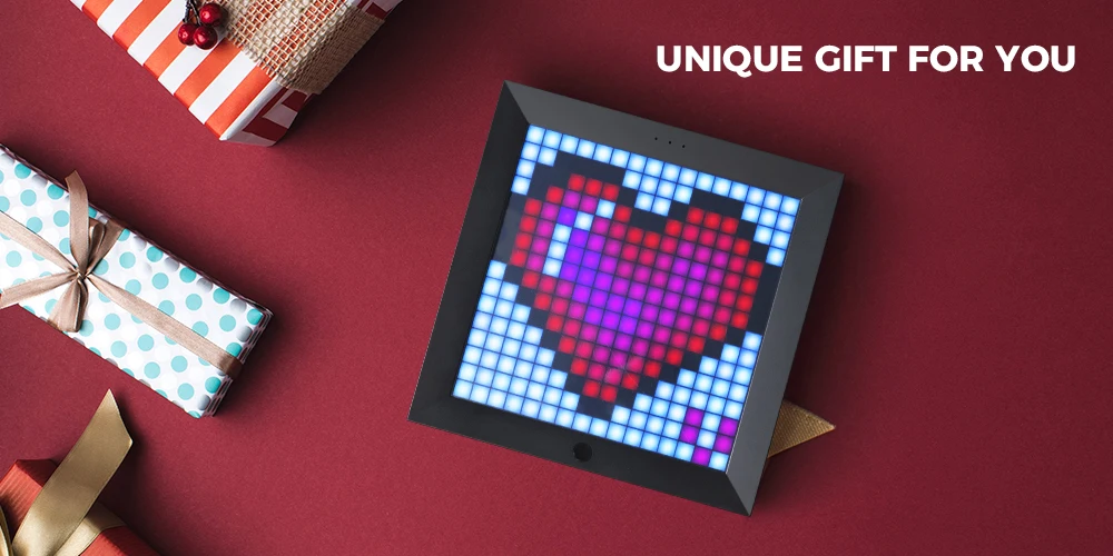 Divoom Pixoo Digital Photo Frame Alarm Clock with LED Pixel Art Display, Neon Light Decor, Smart Gift for New Year & Gamers