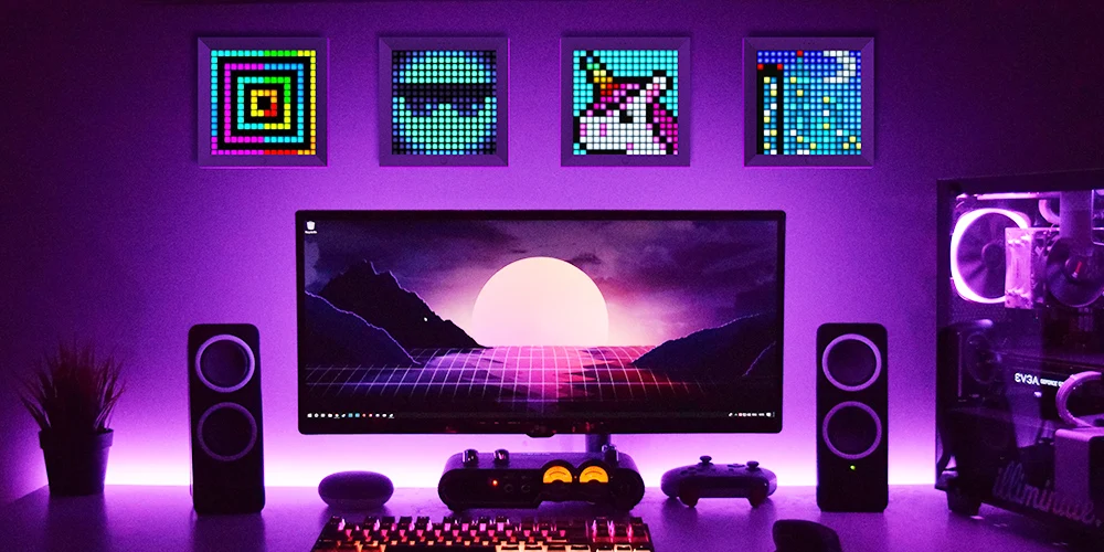 Divoom Pixoo Digital Photo Frame Alarm Clock with LED Pixel Art Display, Neon Light Decor, Smart Gift for New Year & Gamers