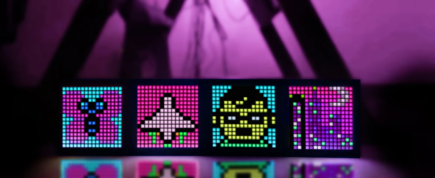 Divoom Pixoo Digital Photo Frame Alarm Clock with LED Pixel Art Display, Neon Light Decor, Smart Gift for New Year & Gamers