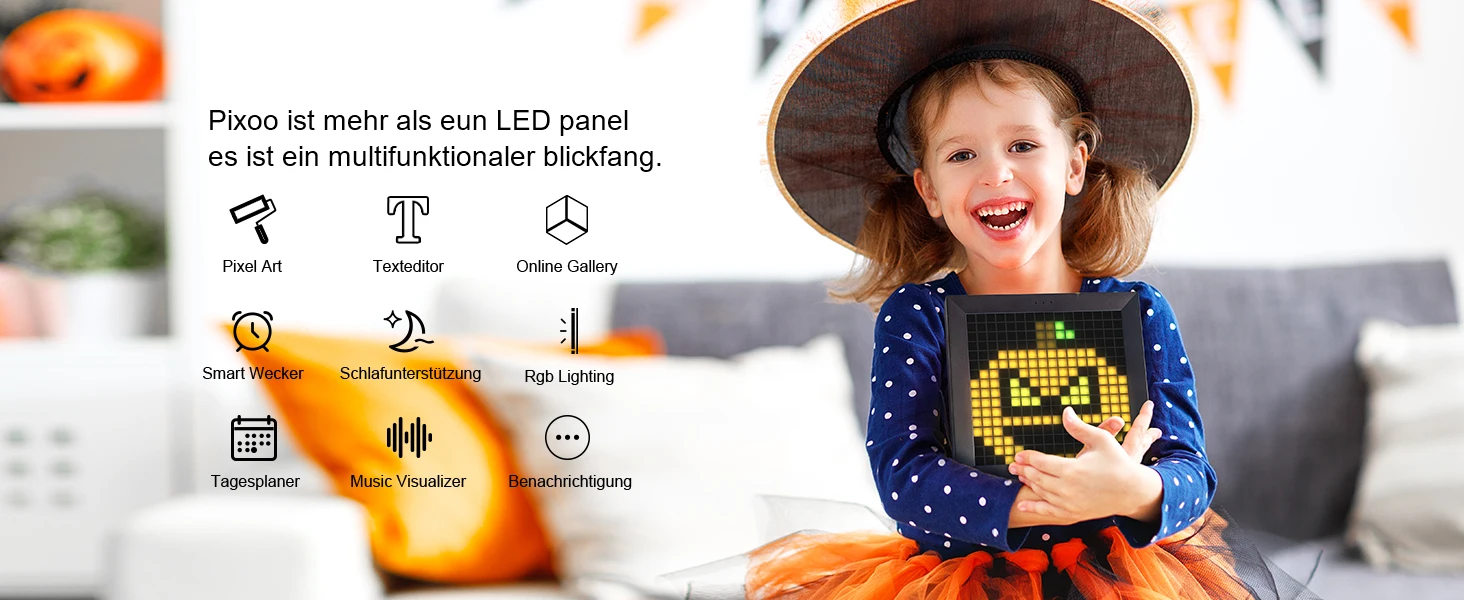 Divoom Pixoo Digital Photo Frame Alarm Clock with LED Pixel Art Display, Neon Light Decor, Smart Gift for New Year & Gamers