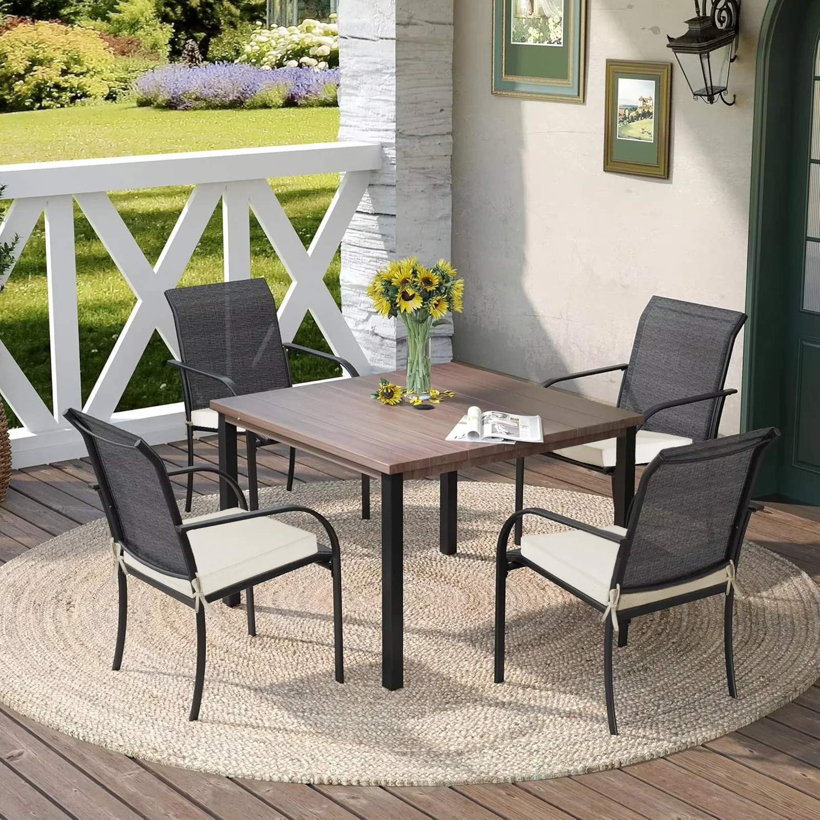 Outdoor Seat Cushion Waterproof Chair Cushions for Patio Furniture with Removable Cover High Resilience Foam Sofa Chair Cushion