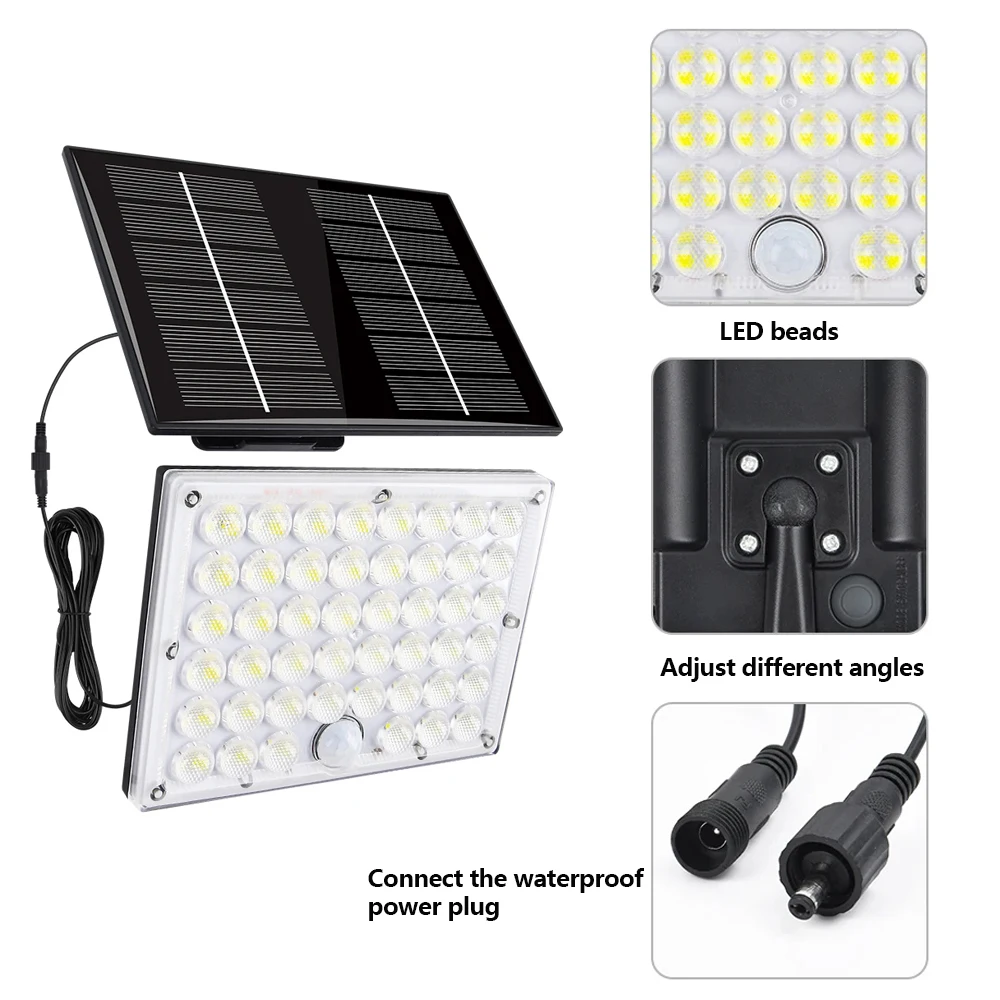 Solar LED Floodlight Outdoor Waterproof Spotlight Security Motion Sensor 3 Mode Wall Lighting Lamp for Garage Garden Buildings