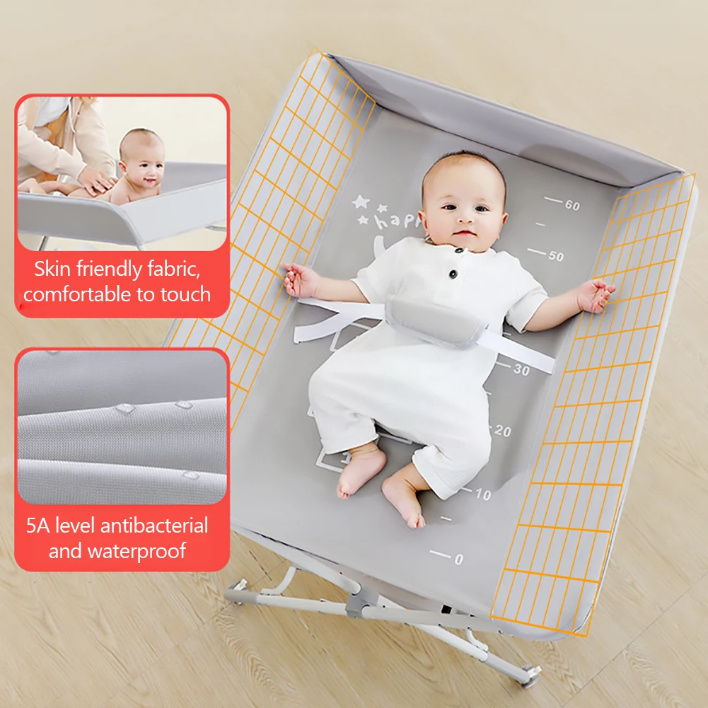 Baby Changing Table with Wheels Adjustable Height Folding Diaper Station with Nursery Organizer Storage Rack For Newborn Infant